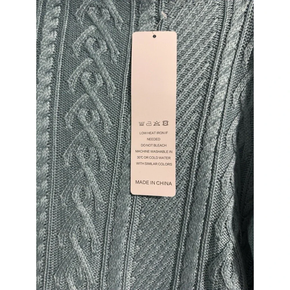 V28 Teal Cable Knit Longline Cardigan Sweater XL